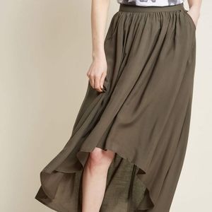 Olive green high low skirt